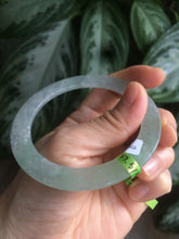 Load image into Gallery viewer, 57.5mm Certified Type A 100% Natural icy green/white super thin style Jadeite bangle AE10-0423