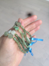 Load image into Gallery viewer, 100% natural green/white Icy watery type A jadeite jade olive+ancient Chinese coin/four-leaf clover bead bracelet AS32