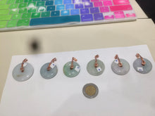 Load image into Gallery viewer, 24.7-29.8mm Type A 100% Natural green/white (green floating flower) Jadeite Jade Safety Guardian Button donut Pendant group AC24