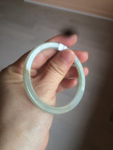 Load image into Gallery viewer, 52mm type A 100% Natural icy watery light green/yellow thin flat style Jadeite Jade bangle U121-0758