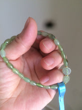 Load image into Gallery viewer, 100% natural green/white Icy watery type A jadeite jade olive+ancient Chinese coin/four-leaf clover bead bracelet AS32