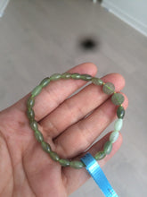 Load image into Gallery viewer, 100% natural green/white Icy watery type A jadeite jade olive+ancient Chinese coin/four-leaf clover bead bracelet AS32