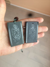 Load image into Gallery viewer, 100% natural dark green/black nephrite jade (青玉) tiger safe and sound pendant J120