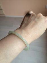 Load image into Gallery viewer, 52mm type A 100% Natural icy watery light green/yellow thin flat style Jadeite Jade bangle U121-0758