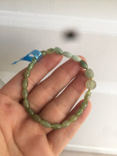 Load image into Gallery viewer, 100% natural green/white Icy watery type A jadeite jade olive+ancient Chinese coin/four-leaf clover bead bracelet AS32
