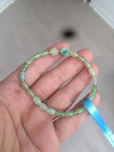 Load image into Gallery viewer, 100% natural green/white Icy watery type A jadeite jade olive+ancient Chinese coin/four-leaf clover bead bracelet AS32
