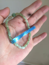 Load image into Gallery viewer, 100% natural green/white Icy watery type A jadeite jade olive+ancient Chinese coin/four-leaf clover bead bracelet AS32