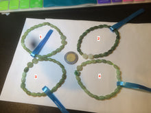 Load image into Gallery viewer, 100% natural green/white Icy watery type A jadeite jade olive+ancient Chinese coin/four-leaf clover bead bracelet AS32