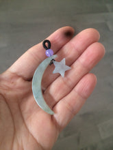 Load image into Gallery viewer, Type A 100% Natural light green jadeite Jade moon and star Pendant necklace Wp-2