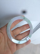 Load image into Gallery viewer, 57.5mm certified Type A 100% Natural sunny green/purple thin flat style Jadeite jade bangle AR19-4577