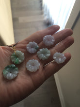 Load image into Gallery viewer, Type A 100Natural light green/purple/white jadeite Jade flower Pendant necklace WP-5