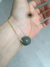 Load image into Gallery viewer, 12.7x13.6mm Type A 100% Natural dark green/blue/gray nephrite Jade vintage style bead pendant necklace HT47