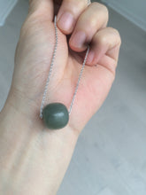 Load image into Gallery viewer, 12.7x13.6mm Type A 100% Natural dark green/blue/gray nephrite Jade vintage style bead pendant necklace HT47