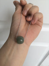Load image into Gallery viewer, 12.7x13.6mm Type A 100% Natural dark green/blue/gray nephrite Jade vintage style bead pendant necklace HT47