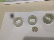 Load image into Gallery viewer, 100% Natural beige with brown flying dandelions nephrite Jade men's thumb ring HE10