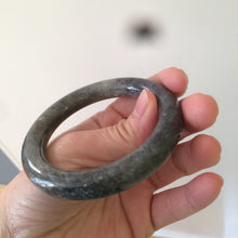 Load image into Gallery viewer, 54.9mm certified 100% Natural black/white nephrite(籽料青花) Sesame paste seed material round cut Jade bangle HF8-5534