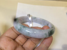 Load image into Gallery viewer, 57.5 mm Certified Type A 100% Natural green/purple with floating green flowers Jadeite Jade bangle X83-9560