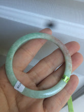 Load image into Gallery viewer, 52mm Certified Type A 100% Natural apple green/brown/red thin(flat) Jadeite Jade bangle L85-7336