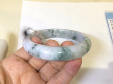 Load image into Gallery viewer, 57.5 mm Certified Type A 100% Natural green/purple with floating green flowers Jadeite Jade bangle X83-9560