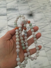 Load image into Gallery viewer, 9.2-9.5mm 100% Natural type A light green/purple/red/white jadeite jade beads necklace S3
