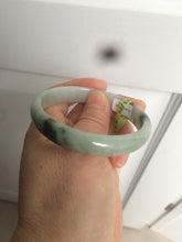 Load image into Gallery viewer, 53.5mm Certified type A 100% Natural light green/yellow/green floating flower oval jadeite jade bangle AC32-5313