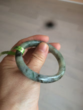 Load image into Gallery viewer, 50mm Certified Type A 100% Natural dark green/gray oval Jadeite Jade bangle AB74-7877