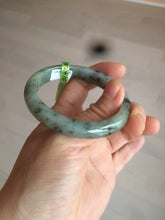 Load image into Gallery viewer, 50mm Certified Type A 100% Natural dark green/gray oval Jadeite Jade bangle AB74-7877