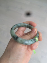 Load image into Gallery viewer, 50mm Certified Type A 100% Natural dark green/gray oval Jadeite Jade bangle AB74-7877