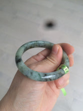 Load image into Gallery viewer, 50mm Certified Type A 100% Natural dark green/gray oval Jadeite Jade bangle AB74-7877