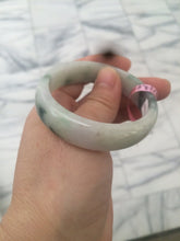 Load image into Gallery viewer, 52mm type A 100% Natural sunny green/white/light purple oval jadeite jade bangle B6