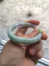 Load image into Gallery viewer, 47.5mm Certified Type A 100% Natural light green/white oval Jadeite Jade bangle S8-5094
