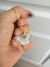 Load image into Gallery viewer, 100% Natural icy watery light green/white 3D Jadeite Jade butterfly pendant AF16