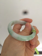 Load image into Gallery viewer, 47.5mm Certified Type A 100% Natural light green/white oval Jadeite Jade bangle S8-5094