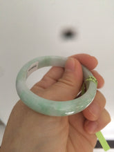 Load image into Gallery viewer, 47.5mm Certified Type A 100% Natural light green/white oval Jadeite Jade bangle S8-5094