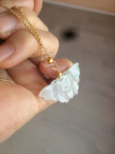 Load image into Gallery viewer, 100% Natural icy watery light green/white 3D Jadeite Jade butterfly pendant AF16