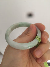 Load image into Gallery viewer, 47.5mm Certified Type A 100% Natural light green/white oval Jadeite Jade bangle S8-5094