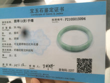 Load image into Gallery viewer, 47.5mm Certified Type A 100% Natural light green/white oval Jadeite Jade bangle S8-5094