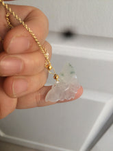 Load image into Gallery viewer, 100% Natural icy watery light green/white 3D Jadeite Jade butterfly pendant AF16