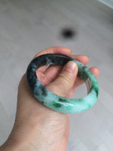 Load image into Gallery viewer, 57.5mm Certified Type A 100% Natural sunny green black Jadeite Jade bangle U98-0440