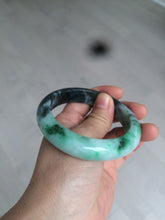 Load image into Gallery viewer, 57.5mm Certified Type A 100% Natural sunny green black Jadeite Jade bangle U98-0440