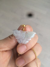 Load image into Gallery viewer, 100% Natural icy watery light green/white 3D Jadeite Jade butterfly pendant AF16