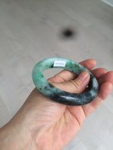 Load image into Gallery viewer, 57.5mm Certified Type A 100% Natural sunny green black Jadeite Jade bangle U98-0440