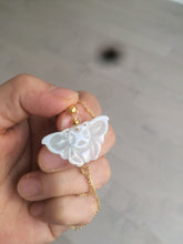 Load image into Gallery viewer, 100% Natural icy watery light green/white 3D Jadeite Jade butterfly pendant AF16