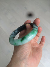 Load image into Gallery viewer, 57.5mm Certified Type A 100% Natural sunny green black Jadeite Jade bangle U98-0440