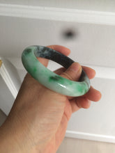 Load image into Gallery viewer, 57.5mm Certified Type A 100% Natural sunny green black Jadeite Jade bangle U98-0440