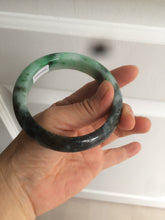 Load image into Gallery viewer, 57.5mm Certified Type A 100% Natural sunny green black Jadeite Jade bangle U98-0440