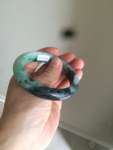 Load image into Gallery viewer, 57.5mm Certified Type A 100% Natural sunny green black Jadeite Jade bangle U98-0440