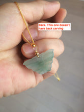 Load image into Gallery viewer, 100% Natural icy watery light green/white 3D Jadeite Jade butterfly pendant AF16