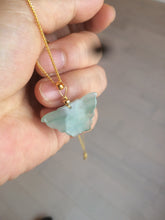Load image into Gallery viewer, 100% Natural icy watery light green/white 3D Jadeite Jade butterfly pendant AF16