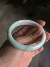 Load image into Gallery viewer, 50.5mm Certified Type A 100% Natural sunny green/white Oval Jadeite Jade bangle AD55